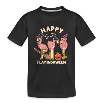 Happy Flamingoween Lustiger Flamingo-Liebhaber - Kinder Premium Bio T-Shirt - Schwarz - Vorne