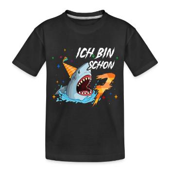Ich bin schon 7. Kindergeburtstag Hai - Kinder Premium Bio T-Shirt - Schwarz - Vorne