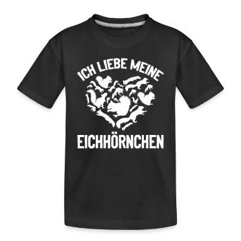 Ich liebe meine Eichhörnchen Freunde Eichhörnchen - Kinder Premium Bio T-Shirt - Schwarz - Vorne