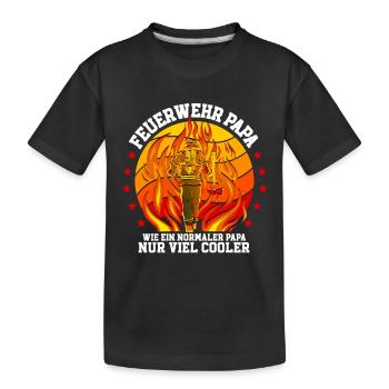Feuerwehr Papa Feuerwehrmann - Kinder Premium Bio T-Shirt - Schwarz - Vorne
