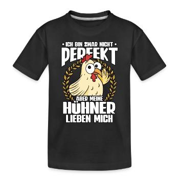 Huhn Hühner - Kinder Premium Bio T-Shirt - Schwarz - Vorne