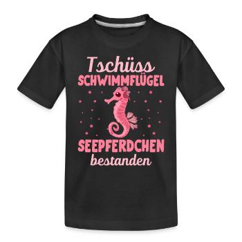 Seepferdchen Abzeichen Seepferdchen bestanden - Kinder Premium Bio T-Shirt - Schwarz - Vorne