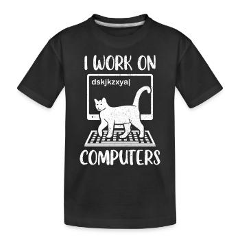 Chat Chat Chat Maman Je travaille sur des ordinateurs - T-shirt bio Premium Enfant - noir - Devant