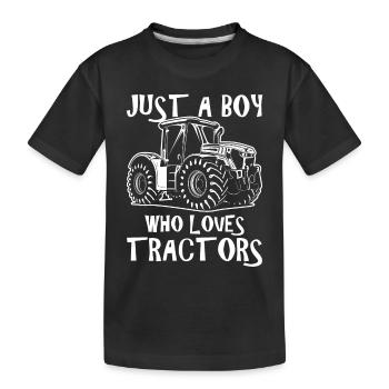 Just A Boy Who Loves Tractors Tractor - Kids' Premium Organic T-Shirt - black - Front