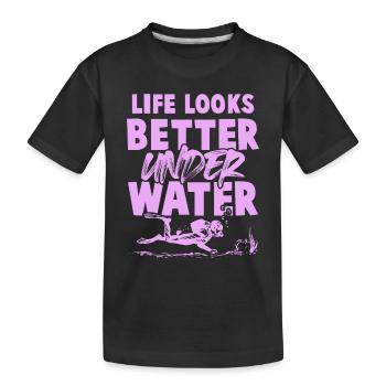 diving underwater - Kids' Premium Organic T-Shirt - black - Front