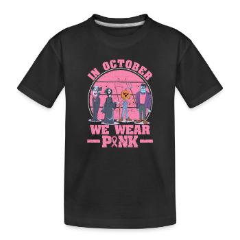 Funny Halloween Creepy Breast Cancer in October - Kids' Premium Organic T-Shirt - black - Front