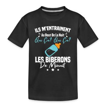 Qui ça qui ça Les biberons de minuit Humour Cadeau - T-shirt bio Premium Enfant - noir - Devant