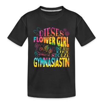 High School Student Flower Girl Gymnasium Enrollment - Kids' Premium Organic T-Shirt - black - Front