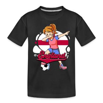 England Fußball - Kinder Premium Bio T-Shirt - Schwarz - Vorne