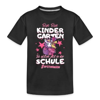 Bye Bye Kindergarten Einhorn Schulkind Einschulung - Kinder Premium Bio T-Shirt - Schwarz - Vorne
