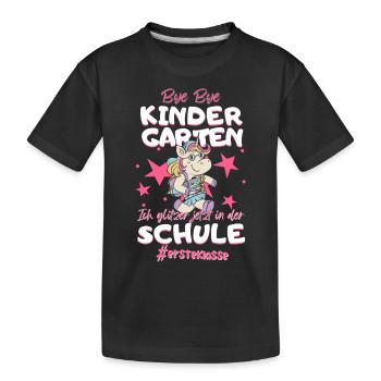 Bye Bye Kindergarten Einhorn Schulkind Einschulung - Kinder Premium Bio T-Shirt - Schwarz - Vorne
