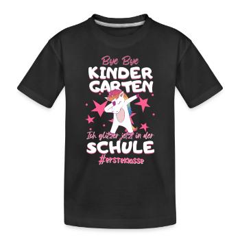 Bye Bye Kindergarten Einhorn Schulkind Einschulung - Kinder Premium Bio T-Shirt - Schwarz - Vorne