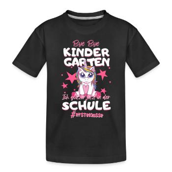 Bye Bye Kindergarten Einhorn Schulkind Einschulung - Kinder Premium Bio T-Shirt - Schwarz - Vorne