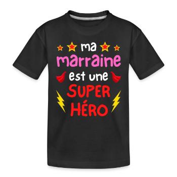 Ma marraine est une super héro - cape et éclairs - T-shirt bio Premium Enfant - noir - Devant