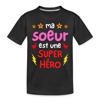 Ma sœur est une super héro - cape et éclairs - T-shirt bio Premium Enfant - noir - Devant