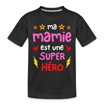Ma mamie est une super héro - cape et éclairs - T-shirt bio Premium Enfant - noir - Devant