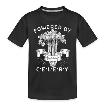 Celery, Powered-By-Celery, funny saying - Kids' Premium Organic T-Shirt - black - Front