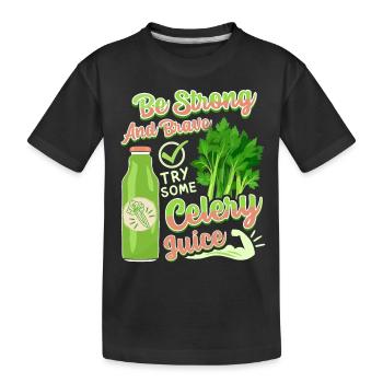 Celery, funny saying, try-celery juice - Kids' Premium Organic T-Shirt - black - Front