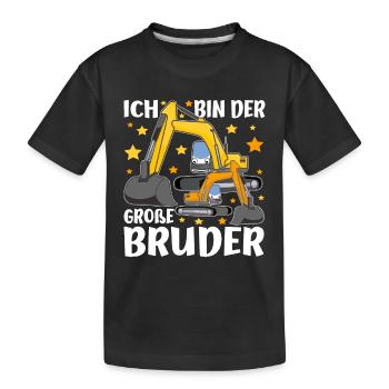 Geschwister Ich Bin Der Grosse Bruder Bagger - Kinder Premium Bio T-Shirt - Schwarz - Vorne
