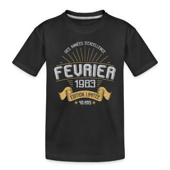 Des Années D'excellence Février 1983 40 Ans - T-shirt bio Premium Enfant - noir - Devant
