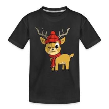 Weihnachten Rentier - Kinder Premium Bio T-Shirt - Schwarz - Vorne