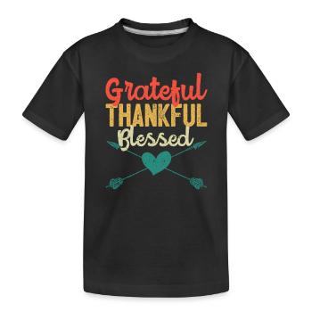 Reconnaissant Reconnaissant Bienheureux Drôle Religieux Thanksgiving - T-shirt bio Premium Enfant - noir - Devant