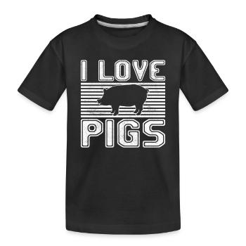 I love pigs - Kids' Premium Organic T-Shirt - black - Front