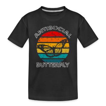Antisozialer Schmetterling Introvertierter Jahrgang - Kinder Premium Bio T-Shirt - Schwarz - Vorne