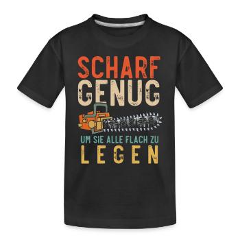 Holzfäller, Kettensäge - Kinder Premium Bio T-Shirt - Schwarz - Vorne