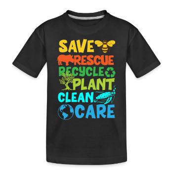 Erde Tag, Retten Sie Den Planeten - Kinder Premium Bio T-Shirt - Schwarz - Vorne