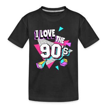 90s I Love The 90s - Kids' Premium Organic T-Shirt - black - Front