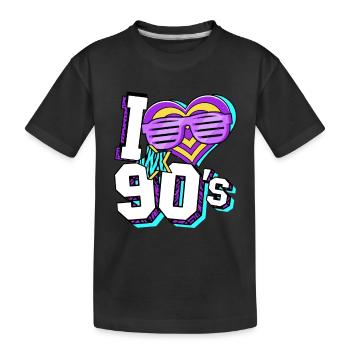 90s I Love 90s - Kids' Premium Organic T-Shirt - black - Front