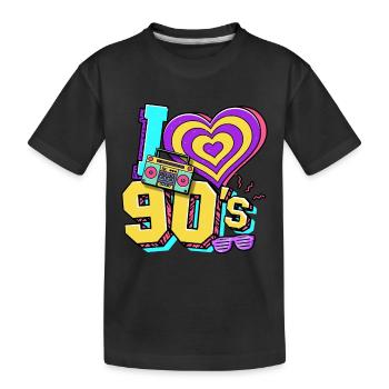 90s I Love 90s - Kids' Premium Organic T-Shirt - black - Front