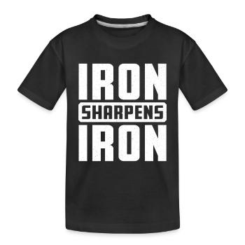 Iron Sharpens Iron Christian Workout Iron - Kinder Premium Bio T-Shirt - Schwarz - Vorne