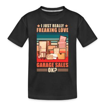 Garage sale slogan - Kids' Premium Organic T-Shirt - black - Front