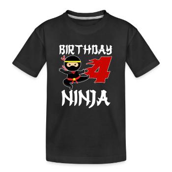 Four Years Old Birthday Ninja Gift - Kids' Premium Organic T-Shirt - black - Front