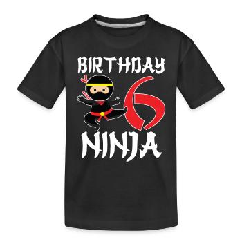 Six Years Old Birthday Ninja Gift - Kids' Premium Organic T-Shirt - black - Front