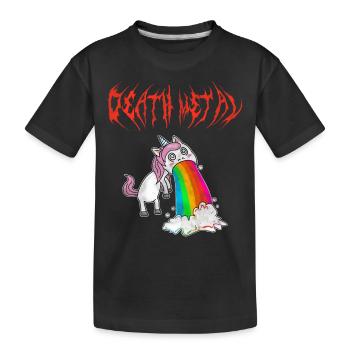 Kotzendes Death Metal Einhorn Rosa - Kinder Premium Bio T-Shirt - Schwarz - Vorne