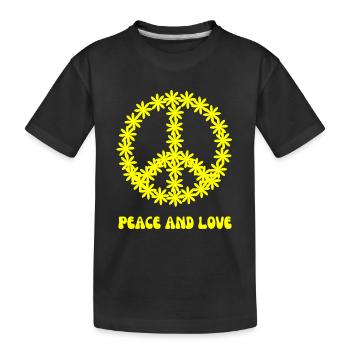 Signe de la Paix Jaune Pâquerettes Flower Power - T-shirt bio Premium Enfant - noir - Devant