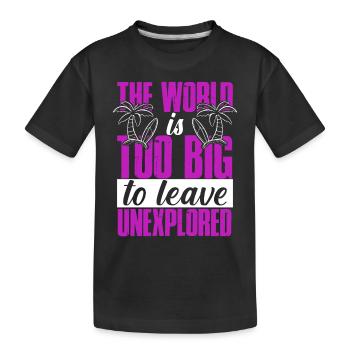 travel travel slogan - Kids' Premium Organic T-Shirt - black - Front