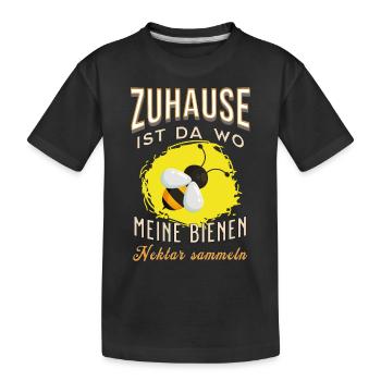 Zuhause ist da wo meine Bienen.. T-Shirt Imker - Kinder Premium Bio T-Shirt - Schwarz - Vorne