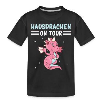 Hausdrachen On Tour - Kinder Premium Bio T-Shirt - Schwarz - Vorne