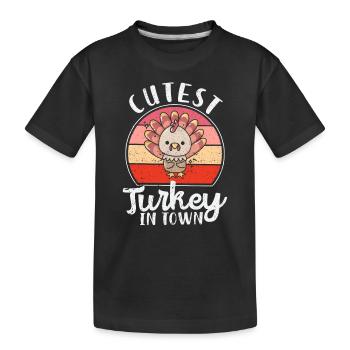 Funny Thanksgiving Cute Turkeys - Kids' Premium Organic T-Shirt - black - Front