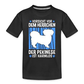 Pekinese Herrchen Peking-Palasthund Pekingese - Kinder Premium Bio T-Shirt - Schwarz - Vorne