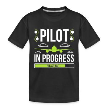 Aviator Pilot In Progress - Kids' Premium Organic T-Shirt - black - Front