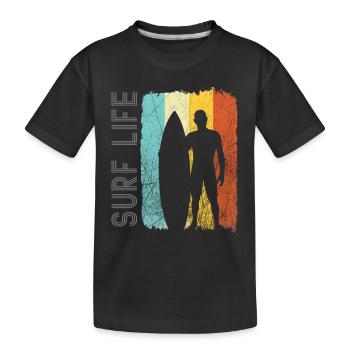 Surfer with Retro Look - Kids' Premium Organic T-Shirt - black - Front
