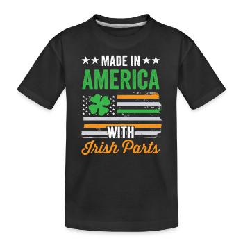 Made In America With Irish Parts Irish - Kids' Premium Organic T-Shirt - black - Front
