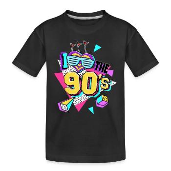 90s I Love The 90s - Kids' Premium Organic T-Shirt - black - Front