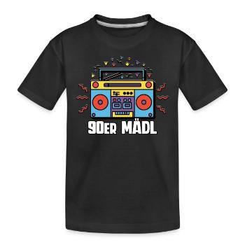 90er Jahre Mädl Mädchen Frauen - Kinder Premium Bio T-Shirt - Schwarz - Vorne