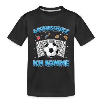 Grundschule komme Einschulung 1. Klasse Fußball - Kinder Premium Bio T-Shirt - Schwarz - Vorne